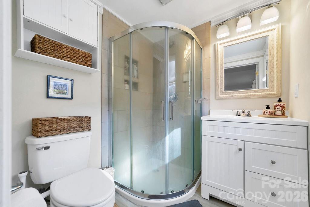 50 Illahee Point Brevard, NC 28712 - Photo 20 of 37 a bathroom with a toilet a sink and glass door