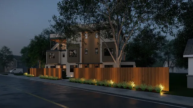 a view of a house with a street