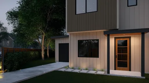 a view of backyard with potted plants and wooden floor