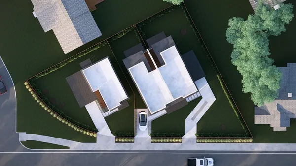 an aerial view of a house