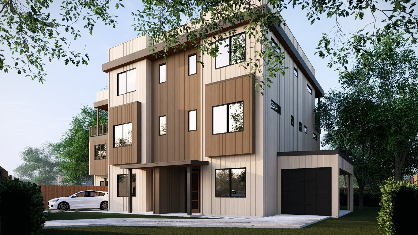 1813 East 38th 1/2 Street, Unit 2 Austin, TX 78722 - Photo 4 of 24 a view of street in between apartments with trees