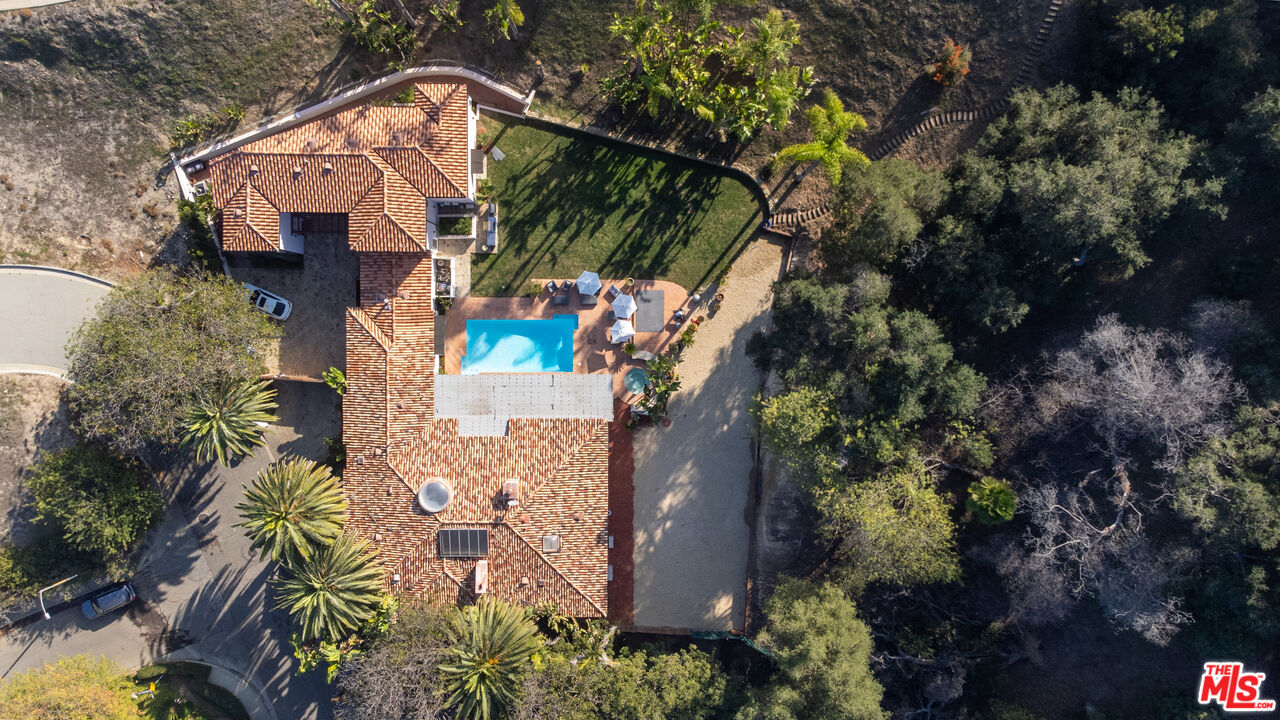 an aerial view of a house