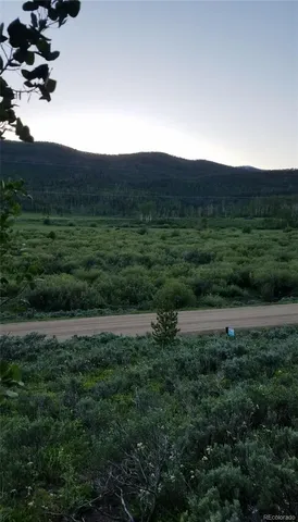 a view of a grassy field with trees