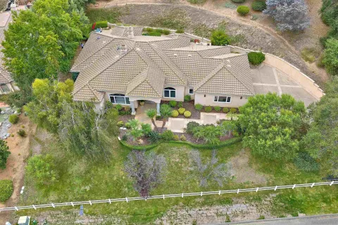 an aerial view of a house
