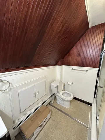 a bathroom with a bathtub