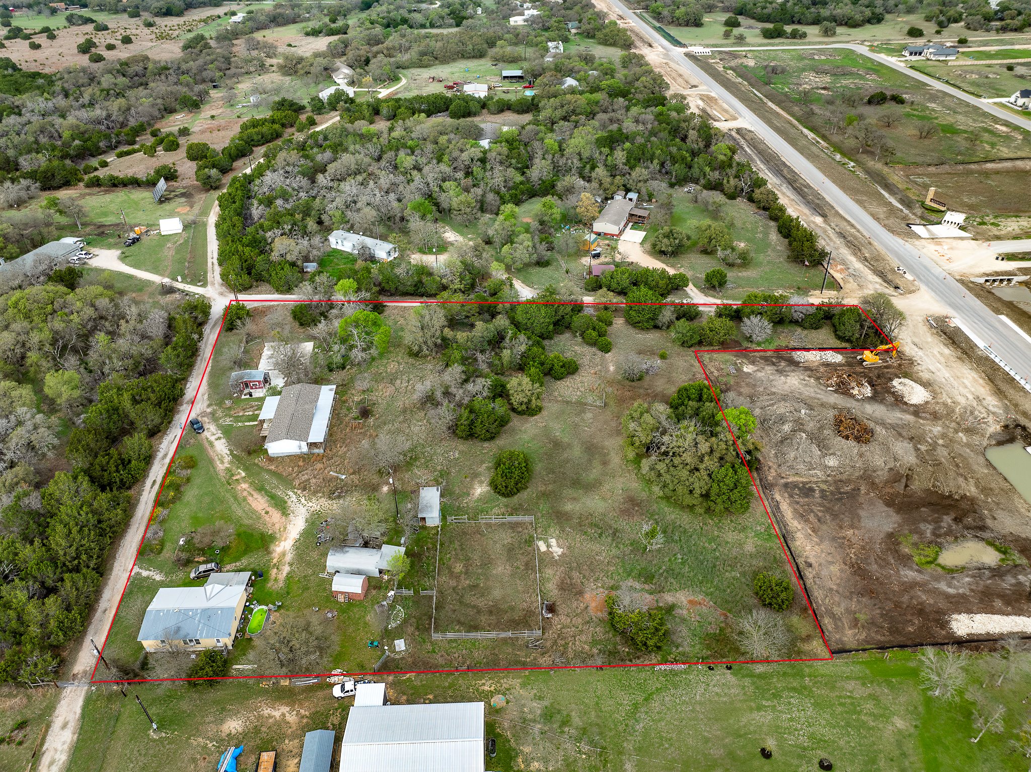 3035 County Road 255 Georgetown, TX 78633 - Photo 6 of 23 Aerial overview of property's location with property boundaries highlighted