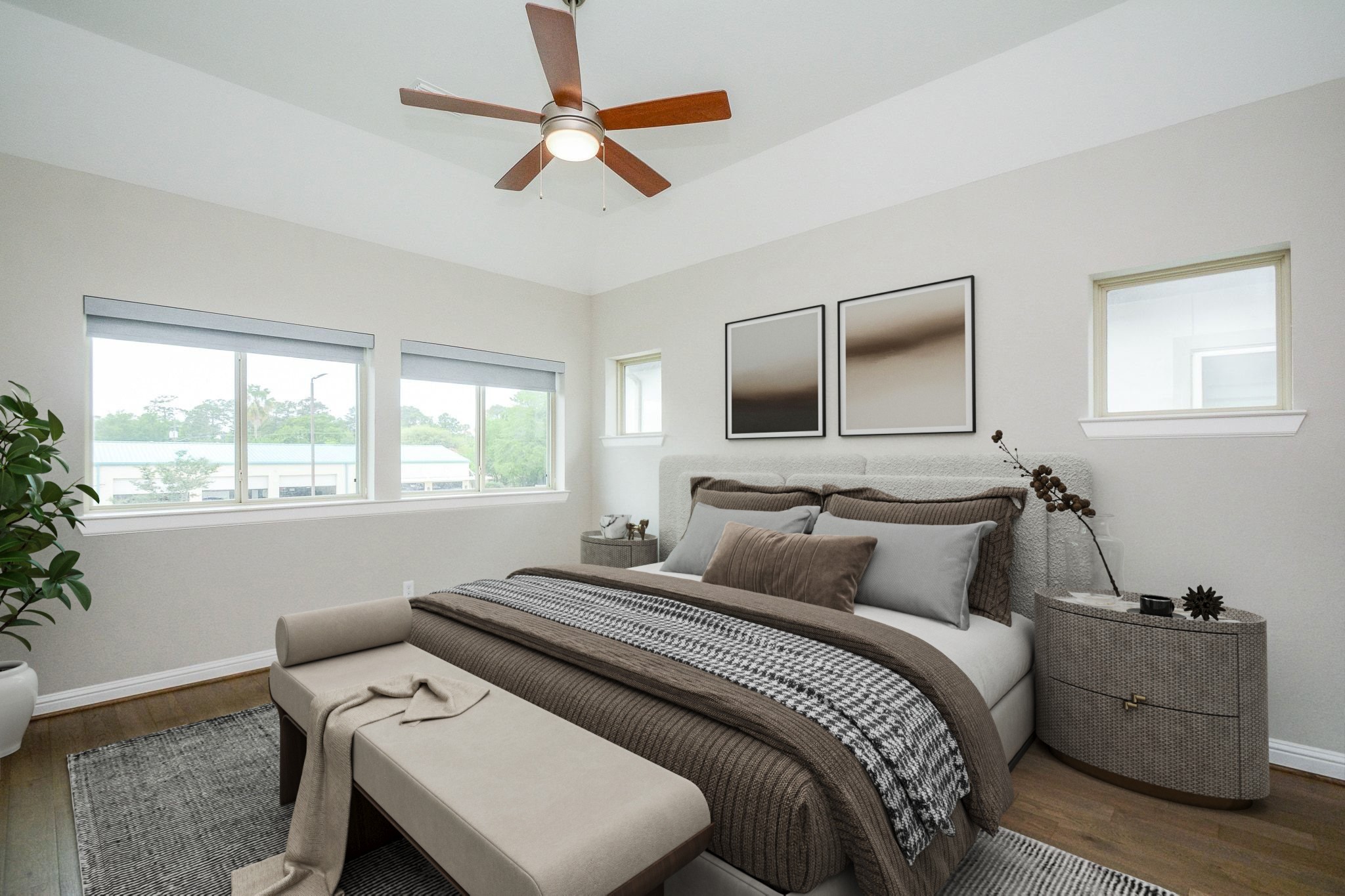 1407 Arkley Way Houston, TX 77055 - Photo 17 of 41 a bedroom with a bed and a couch