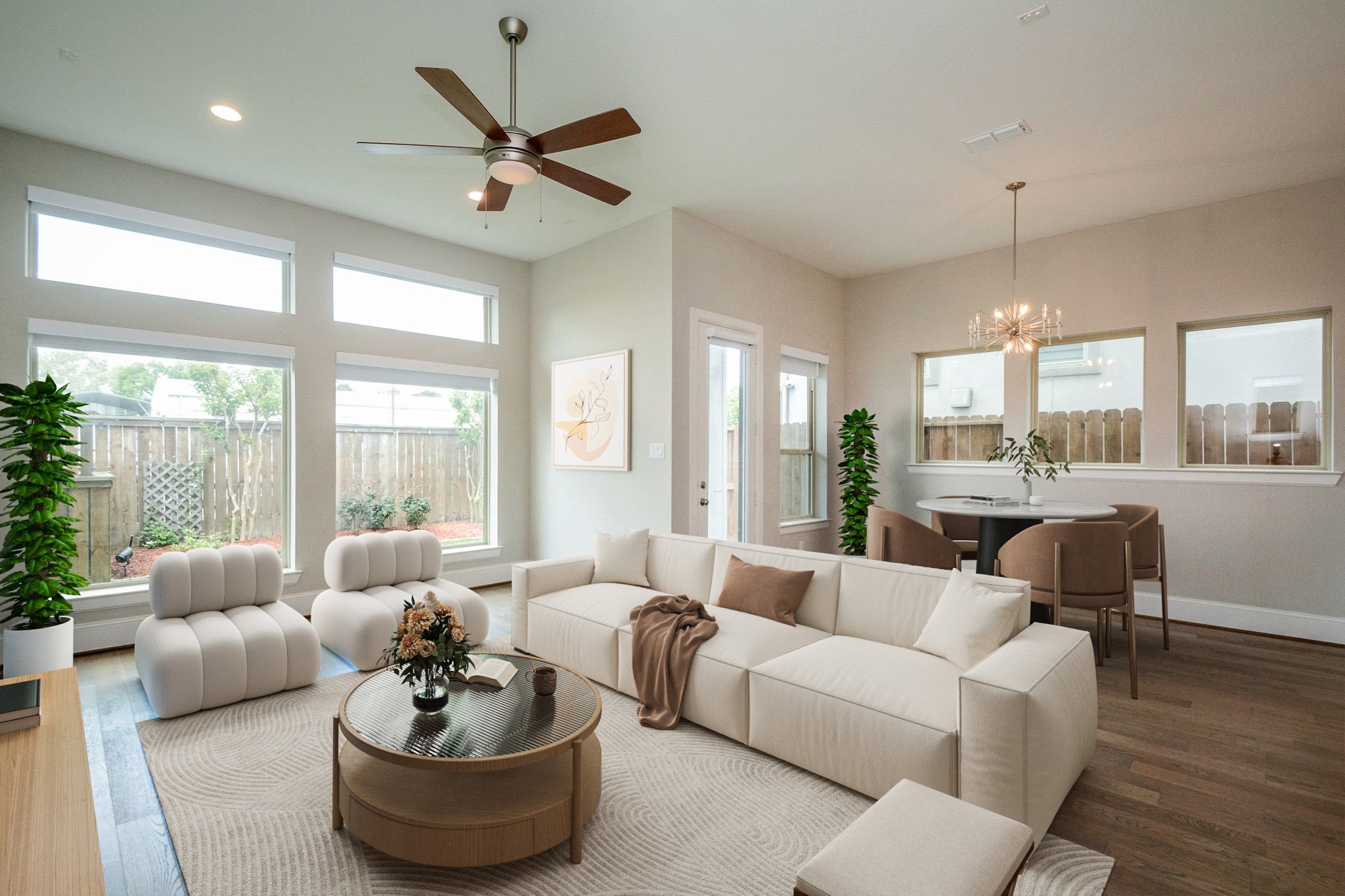 1407 Arkley Way Houston, TX 77055 - Photo 4 of 41 a living room with furniture ceiling fan and a large window