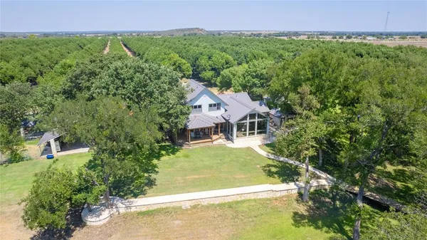 an aerial view of a house