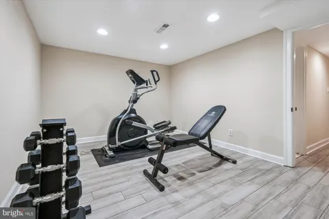 a view of a room with gym equipment