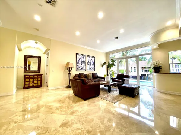 a living room with furniture