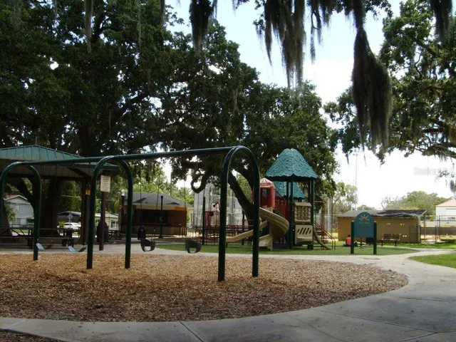 a view of a park with of trees