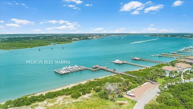 a view of a lake with a big yard