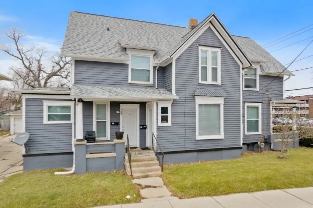 a view of a house with a patio