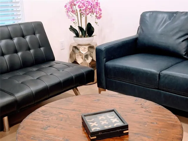 a living room with furniture