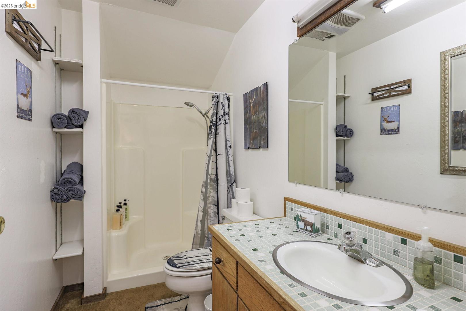 26600 Inyo Drive Cold Springs, CA 95335 - Photo 29 of 38 a bathroom with a granite countertop sink toilet and shower