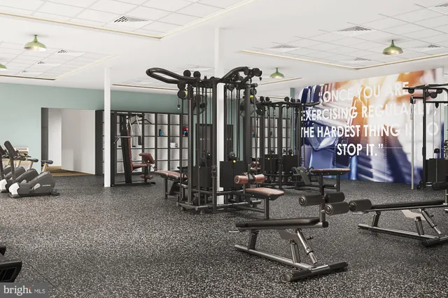 a view of a room with gym equipment