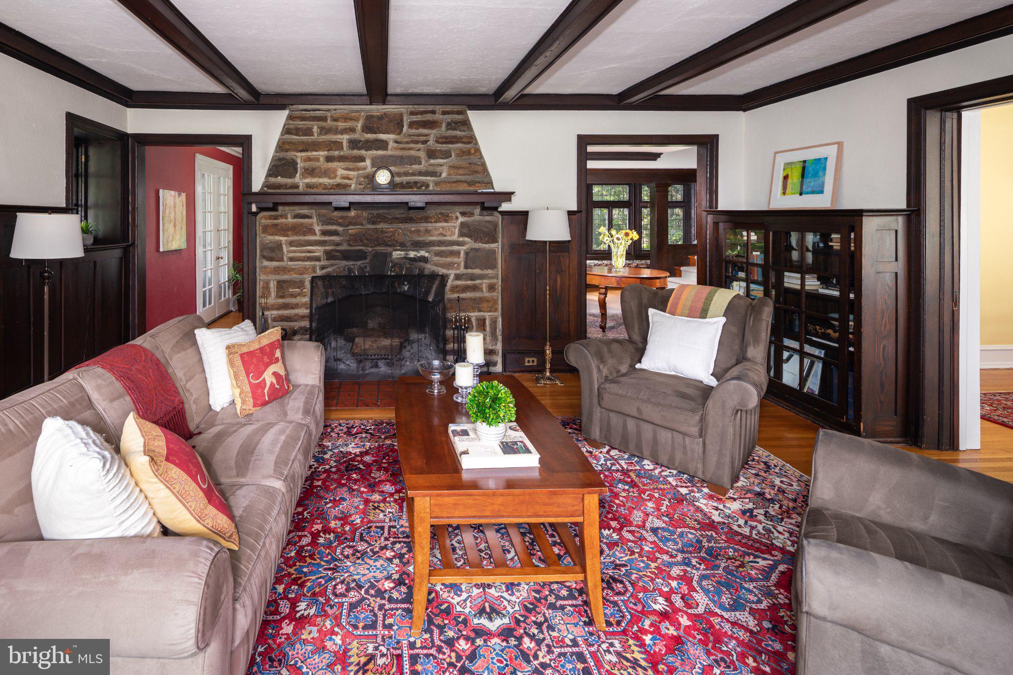 123 Penarth Road Bala Cynwyd, PA 19004 - Photo 16 of 62 Formal Living Room w/ Stone Fireplace
