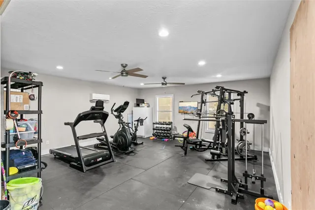 a view of a room with gym equipment
