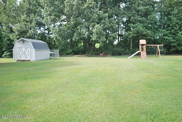 3518 Carriage Farm Road Rocky Mount, NC 27804 - Photo 4 of 39 Large back yard with swing set and detached wired workshop/storage