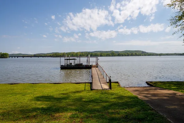 a view of a lake with outdoor space