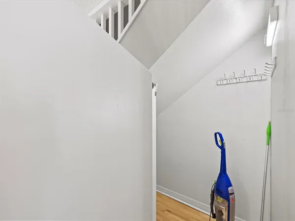 a view of hallway with washer and dryer
