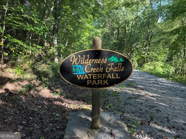 a garden view with a seating space