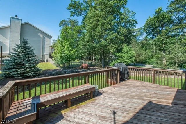 a view of a wooden roof deck