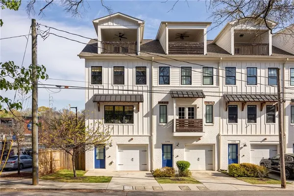 a front view of a multi story building