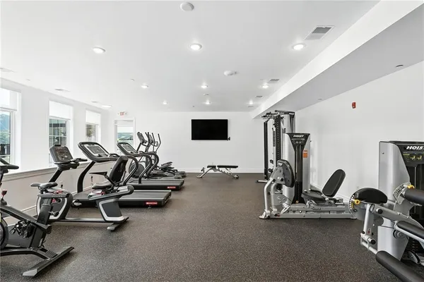 a view of a room with gym equipment