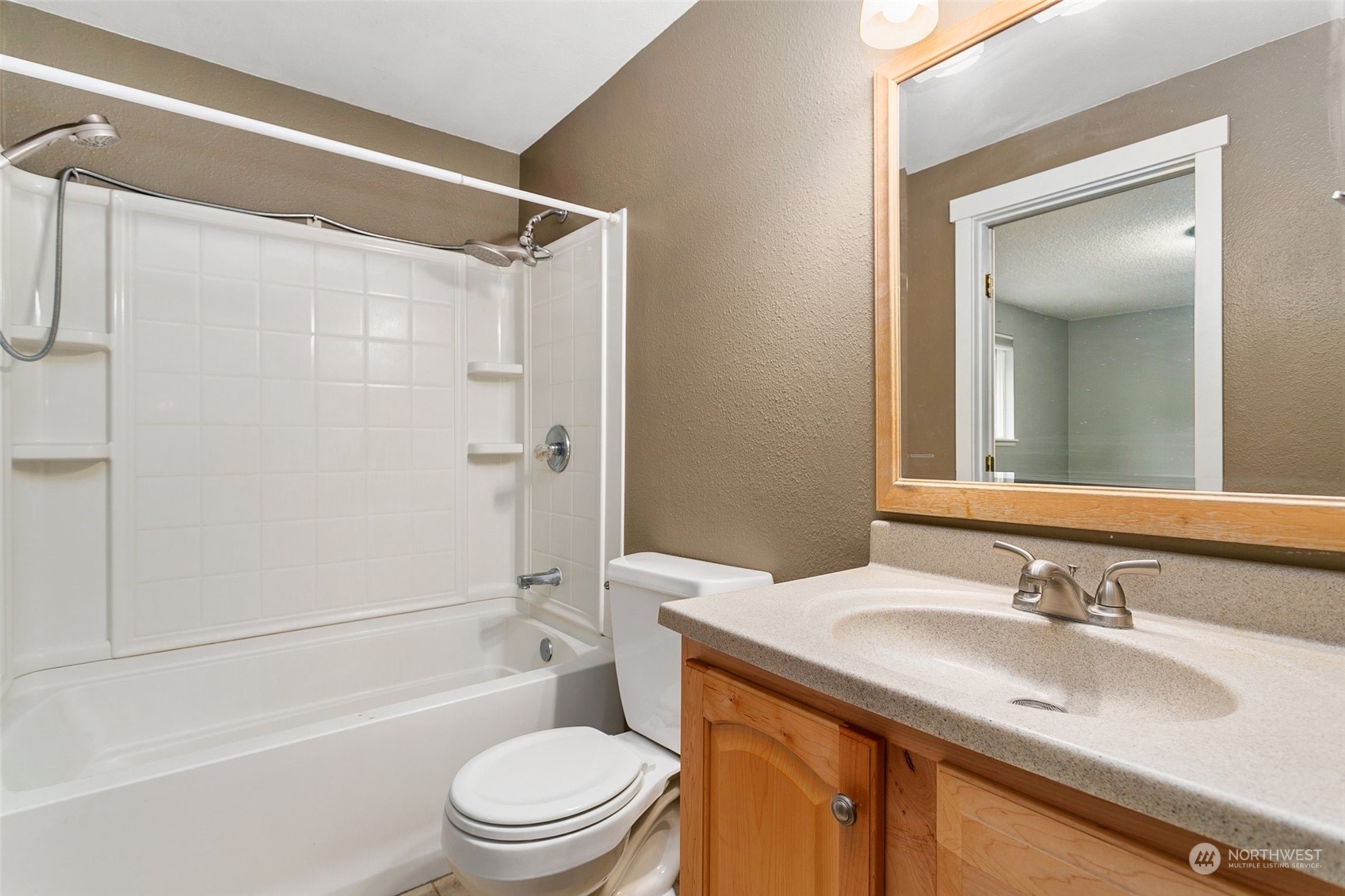 26007 36th Place South Kent, WA 98032 - Photo 23 of 37 a bathroom with a granite countertop sink toilet and shower