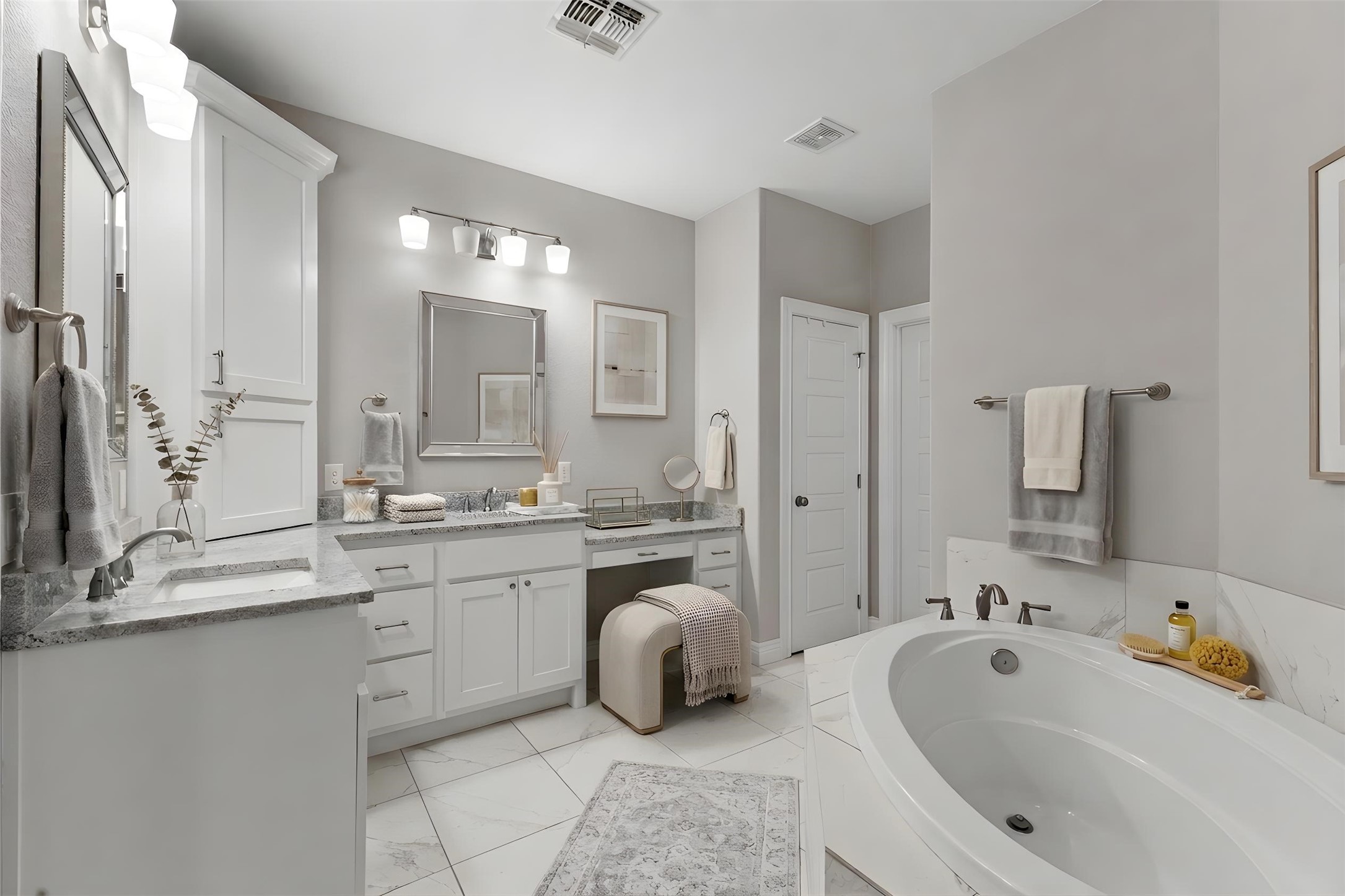 3010 Nobel Court Bryan, TX 77808 - Photo 10 of 23 a bathroom with a granite countertop sink mirror and bathtub