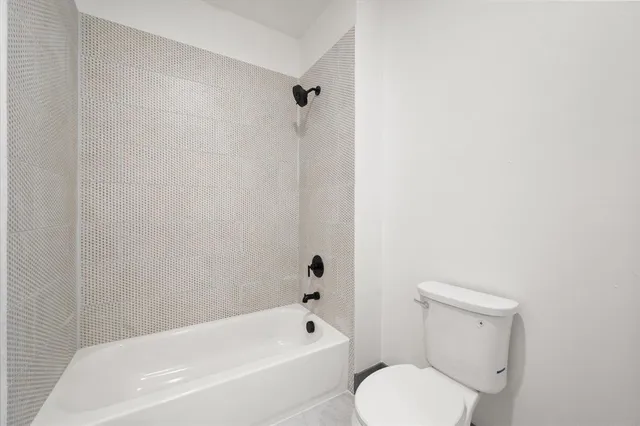 a bathroom with a toilet and a bathtub