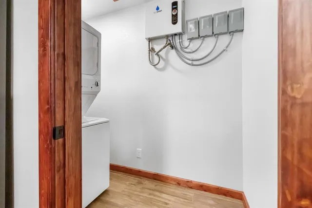 a view of small space with wooden floor