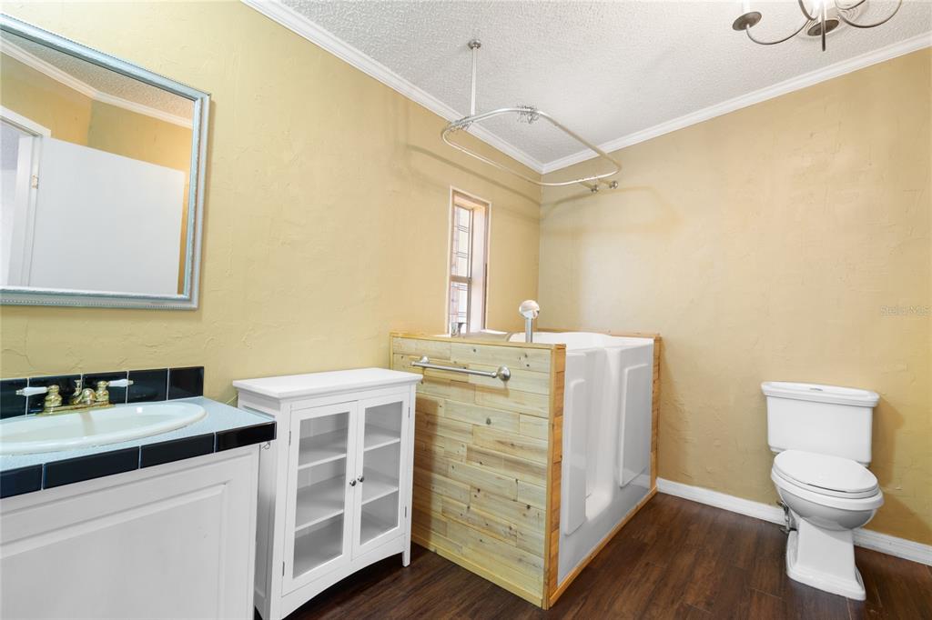 4912 Miley Road Plant City, FL 33565 - Photo 19 of 48 a bathroom with a granite countertop sink toilet and a mirror