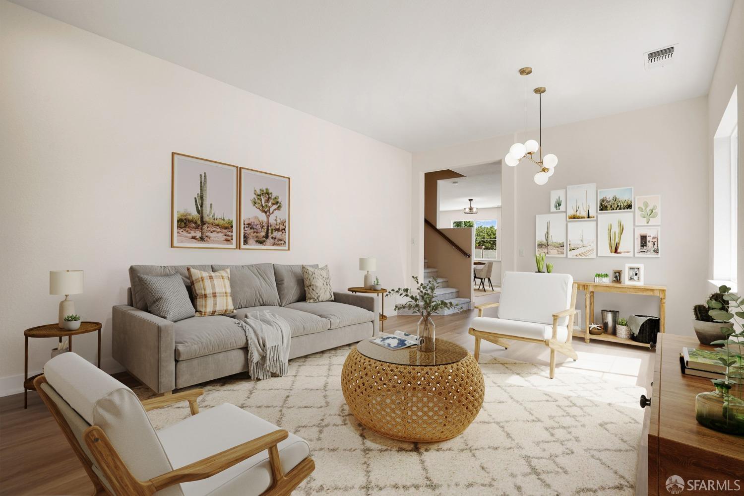 5290 Sungrove Way Antioch, CA 94531 - Photo 5 of 47 a living room with furniture a chandelier and a mirror