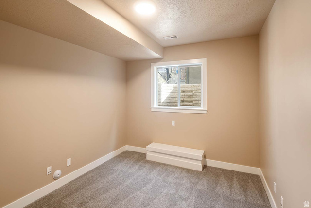 1997 West Cres Drive Mapleton, UT 84664 - Photo 24 of 35 Empty room with a textured ceiling and light carpet