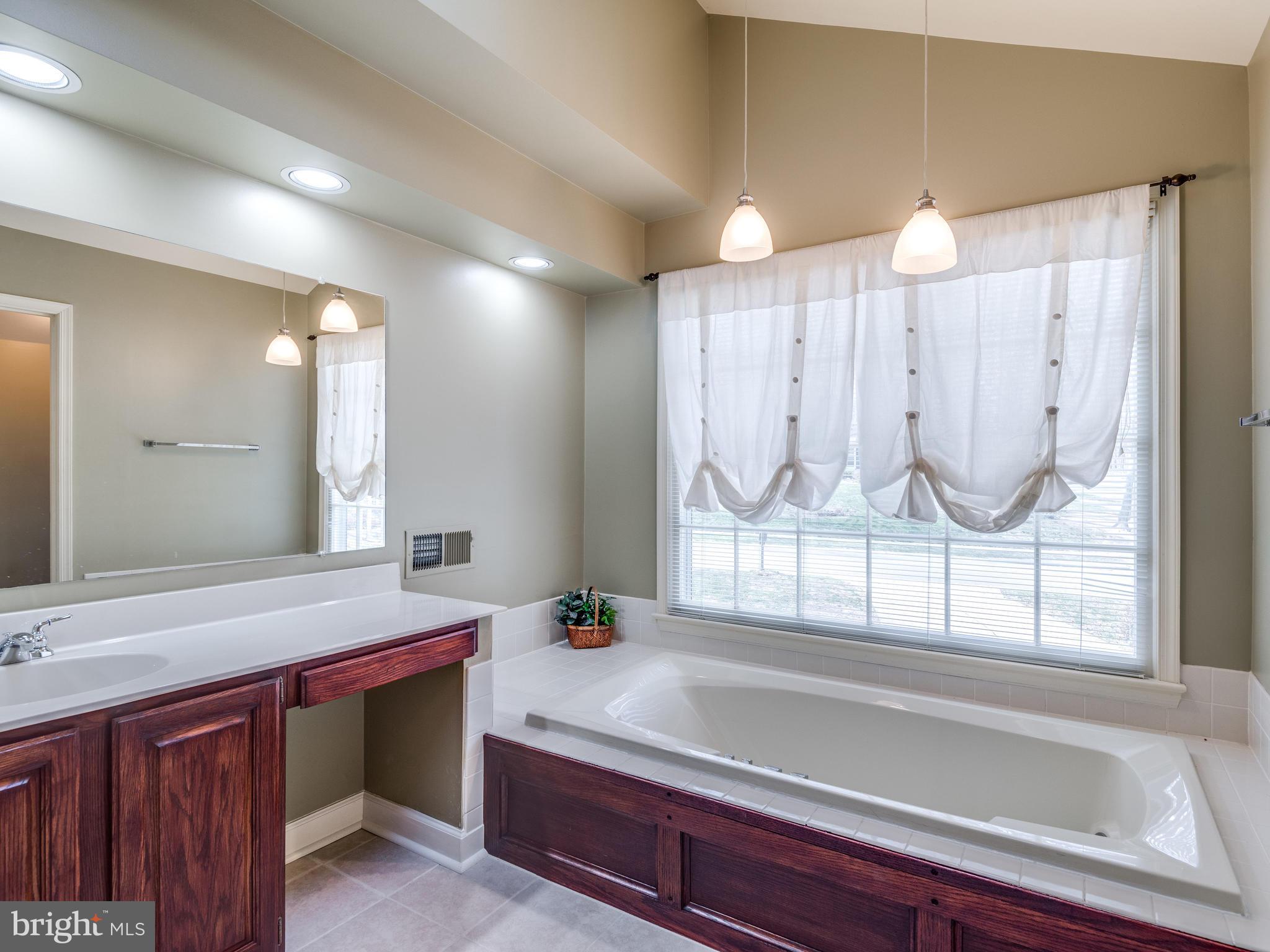 1591 Stowe Road Reston, VA 20194 - Photo 22 of 30 a bathroom with a granite countertop sink and a bathtub