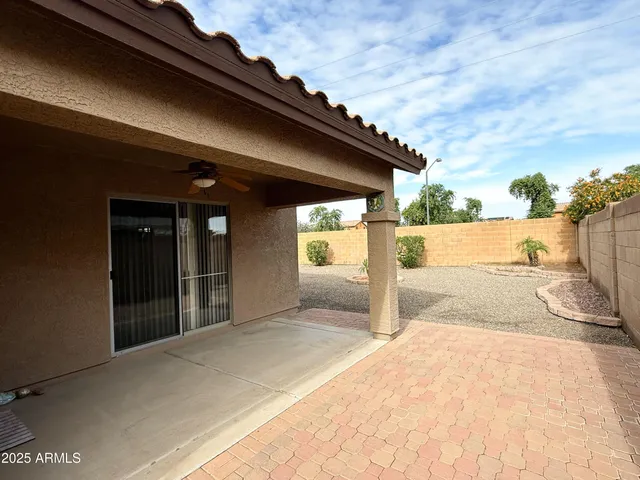 a view of backyard of house