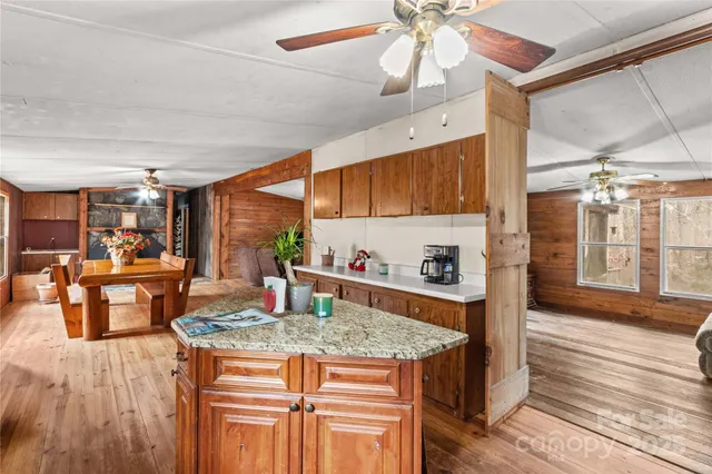 a room with musical instruments and windows