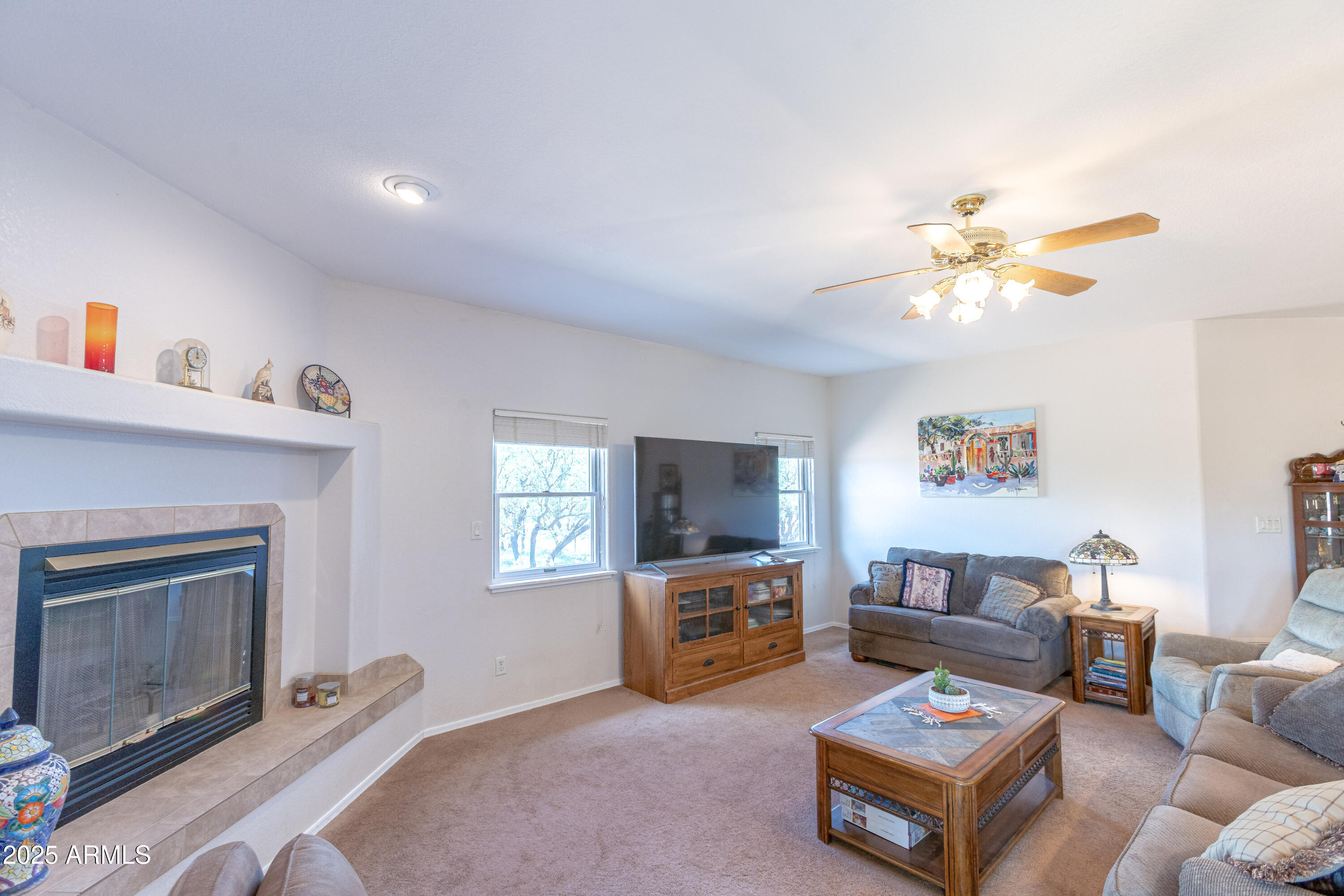 7072 South Ridling Drive Hereford, AZ 85615 - Photo 16 of 69 a living room with furniture a fireplace and a flat screen tv