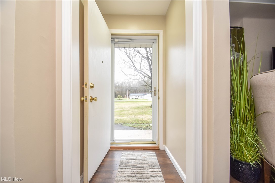 Entryway featuring dark wood-type flooring and a healthy amount of sunlight