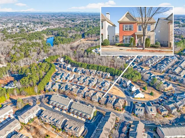 an aerial view of a house