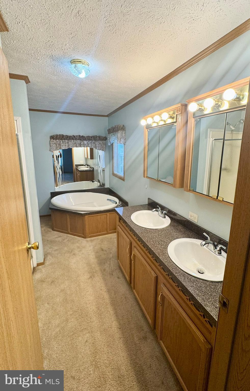20102 Rock Oak Road Southwest Barton, MD 21521 - Photo 10 of 18 a spacious bathroom with a granite countertop sink and a mirror