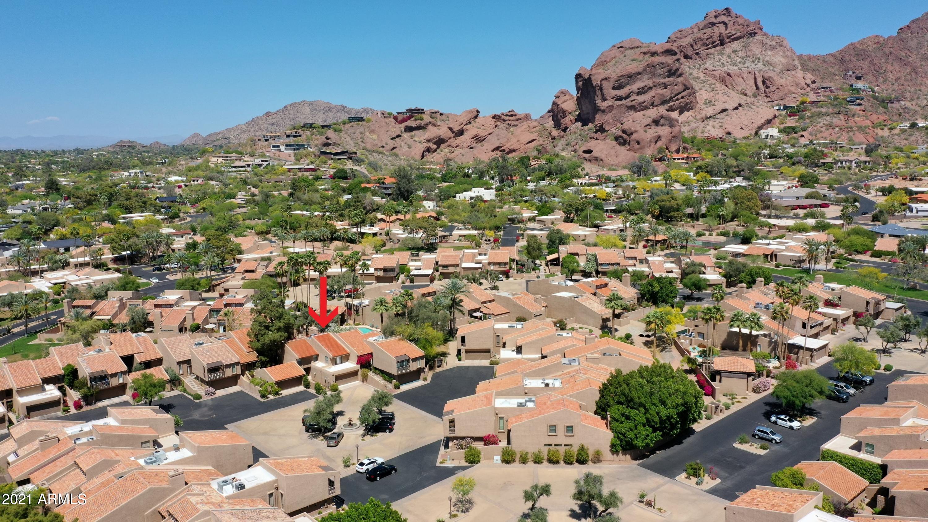 4434 East Camelback Road, Unit 134 Phoenix, AZ 85018 - Photo 32 of 42 Drone (8) red arrow