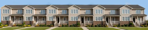 a view of a big house with a yard and plants