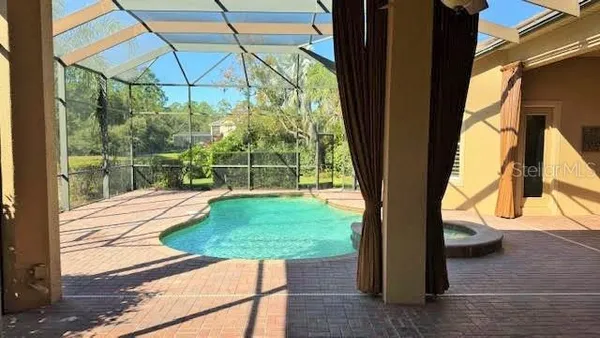 a view of a yard with street from a window