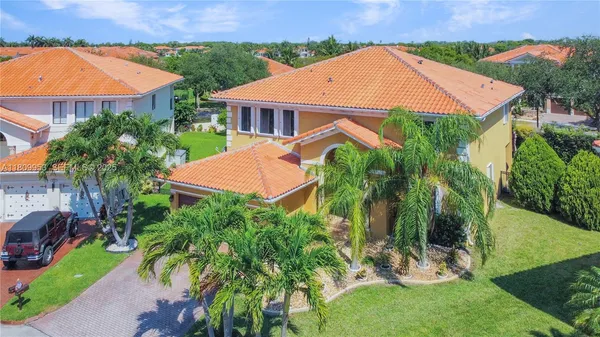 an aerial view of a house