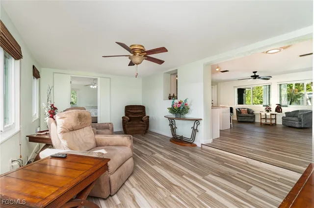 a living room with furniture