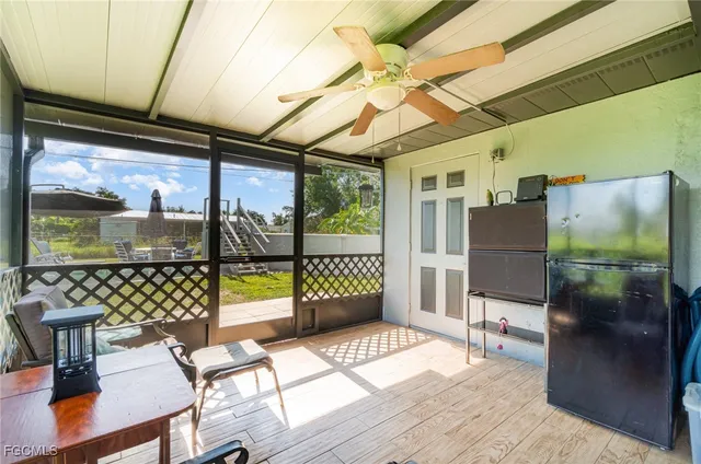 a view of a porch with furniture